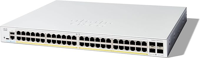 مفتاح Cisco Catalyst 1300-48P-4G المُدار، 48 منفذ GE، PoE، 4x1GE SFP، حماية محدودة مدى الحياة (C1300-48P-4G)