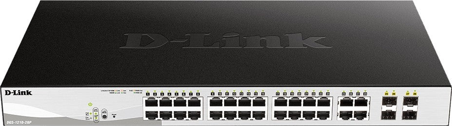 مفتاح ذكي DLINK DGS-F1210-26PS-E مزود بـ 24 منفذ PoE ومنفذي SFP
