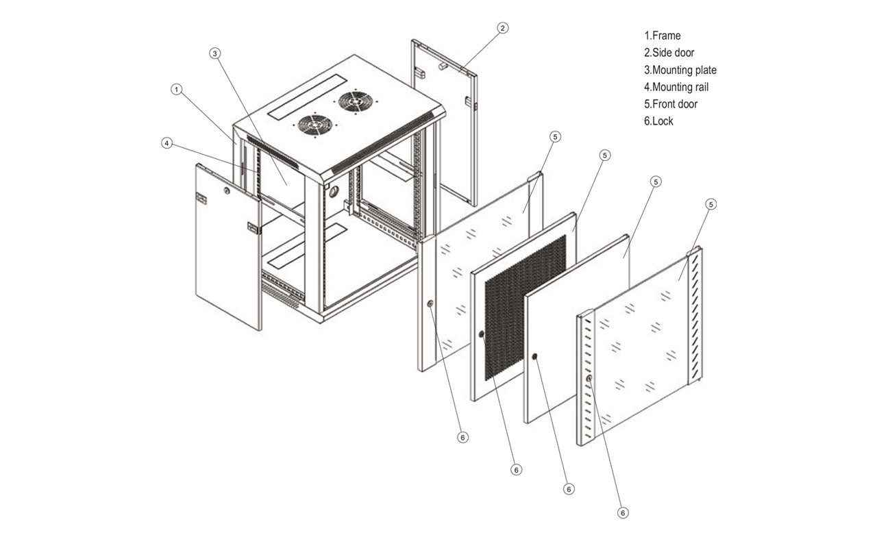 Techlogiks TL-WM-6USS450 6U 600×450 Wall Mount Cabinet Single Section ...