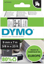 Dymo Tape 9mmx7M White D1 Standard Labelling Tape 9Mm X 7M Black On White