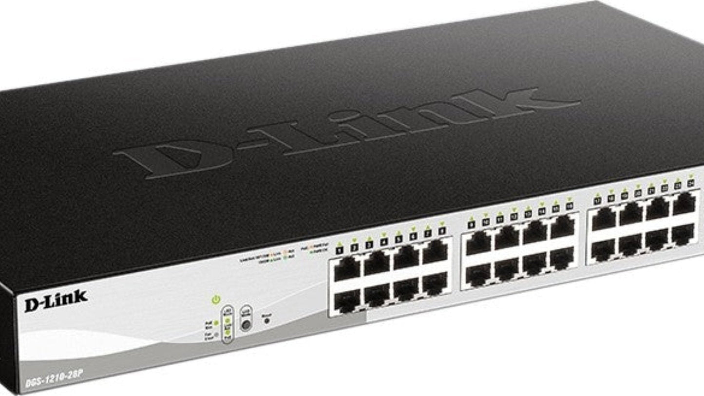 مفتاح ذكي DLINK DGS-F1210-26PS-E مزود بـ 24 منفذ PoE ومنفذي SFP