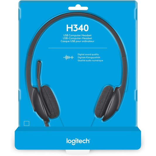 Logitech H340 USB Stereo Computer Headset Noise Cancellation For PC And Mac