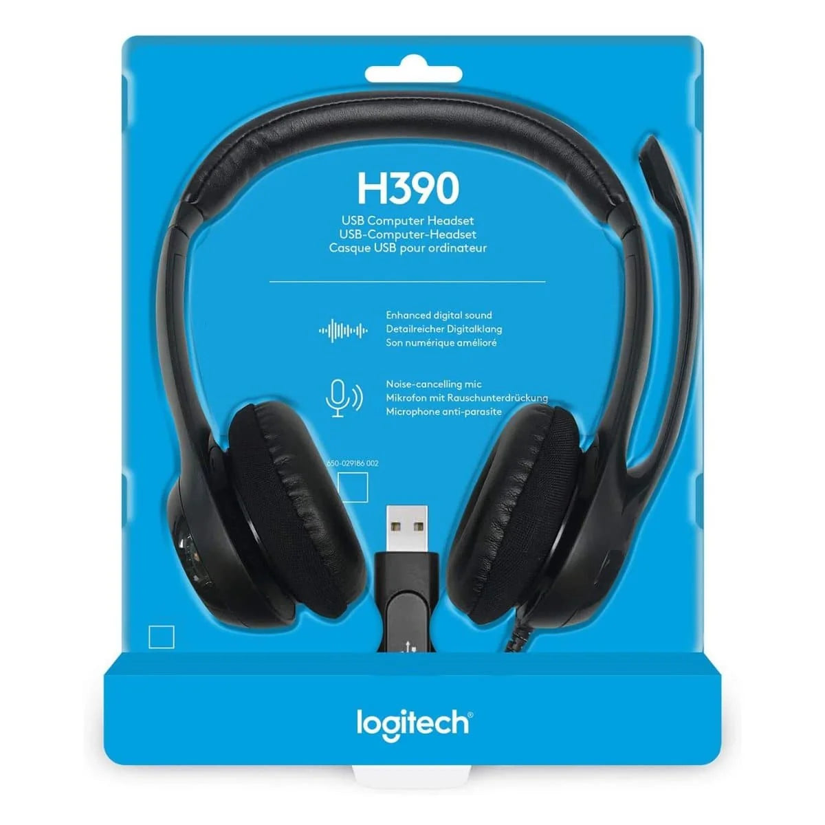 Logitech H390 Wired Headset for PC/Laptop, Stereo Headphones with Noise Cancelling Microphone