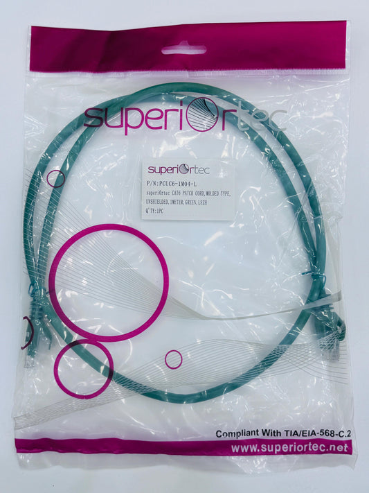 Superiortec CAT6 Patch Cord 1Mtr Green LSZH